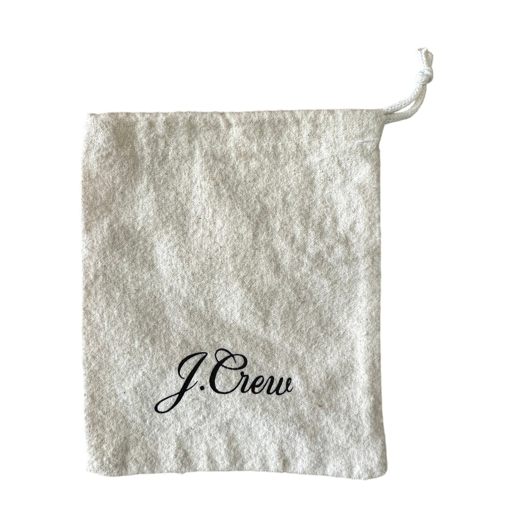J.Crew Cream Cotton Small Drawstring Dust Bag Jewelry Pouch Logo 4.5x5.25
